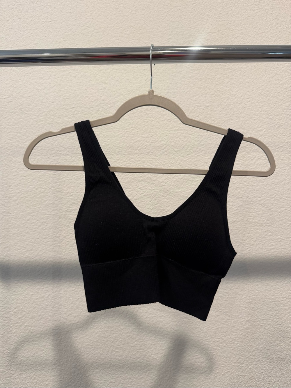 Aeropostale Black Ribbed Seamless Crop Bralette